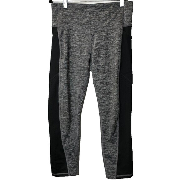 C9 Champion Pants Women’s Sz M Gray/Black Athletic Leggings /Yoga Contrast Side - Picture 1 of 12